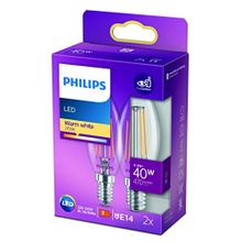 Philips Led Classic 40W B35 Led Mum Filament Ampul 2700K Sarı Işık E14 İnce Duy Dim Edilmez 2'li Eko Paket