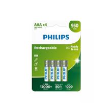 Philips Rechargeable 950 mAh AAA 4'lü İnce Kalem Pil
