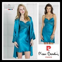 Pierre Cardin 4050 Saten Gecelik Sabahlık Takım