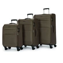 Pierre Cardin 4200 Ultra Light Hafif Lüx Kumaş Tekerlekli Kahverengi 3'lü Set Valiz