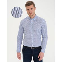 Pierre Cardin 50233043-VR033 Lacivert Desenli Erkek Gömlek