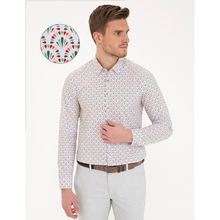 Pierre Cardin 50235100-VR054 Yeşil Desenli Erkek Gömlek