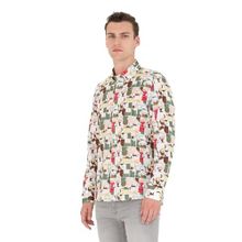 Pierre Cardin 50265034-VR027 Haki Desenli Erkek Gömlek