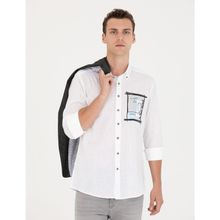 Pierre Cardin 50265588-VR013 Beyaz Desenli Erkek Gömlek