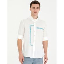 Pierre Cardin 50265593-VR007 Aqua Desenli Erkek Gömlek