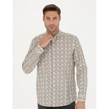 Pierre Cardin 50273550-VR027 Haki Desenli Erkek Gömlek