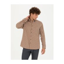 Pierre Cardin 50274597-VR029 Kahverengi Desenli Erkek Gömlek
