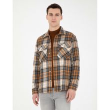 Pierre Cardin 50275763-VR002 Açık Kahverengi Desenli Erkek Gömlek
