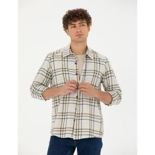Pierre Cardin 50276542-VR011 Bej Desenli Erkek Gömlek