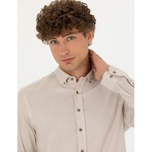 Pierre Cardin 50282786-VR011 Bej Desenli Erkek Gömlek