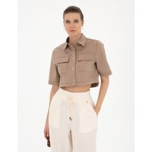 Pierre Cardin 50284674-VR011 Bej Desenli Kadın Gömlek