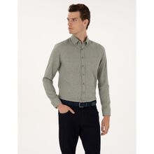 Pierre Cardin 50316768-VR054 Yeşil Slim Fit Dokulu Uzun Kollu Erkek Gömlek