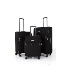 Pierre Cardin 6000 3'lü Set Siyah Ultra Light Hafif Lüx Kumaş Tekerlekli Valiz