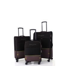Pierre Cardin 8200 3'lü Set Siyah Ultra Light Lüx Kumaş Tekerlekli Valiz
