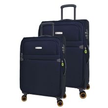 Pierre Cardin PC6000 Ultra Light Hafif Lüx Kumaş Büyük Boy Orta Boy Lacivert 2'li Valiz Seti