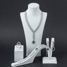 Pigado 925 Ayar Gümüş Yeşil Zirkon Taşlı Set