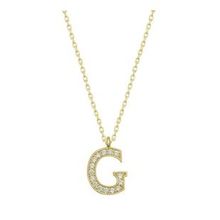 pilelistore 925 Ayar Gümüş Gold G Harfi Kadın Gümüş Kolye