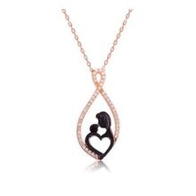 pilelistore 925 Ayar Gümüş Kalpli Anne Çocuk Gümüş Kolye