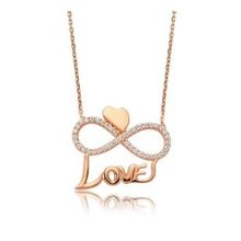 pilelistore 925 Ayar Gümüş Kalpli Sonsuzluk Love Kadın Gümüş Kolye