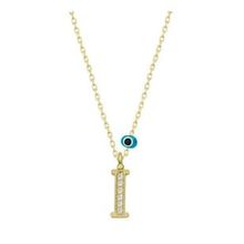 pilelistore 925 Ayar Gümüş Nazar Gold I Harfi Kadın Gümüş Kolye