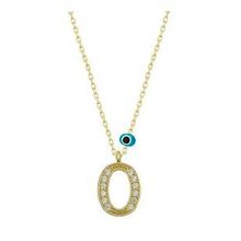 pilelistore 925 Ayar Gümüş Nazar Gold Ö Harfi Kadın Gümüş Kolye