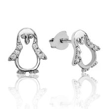 Pilelistore 925 Ayar Gümüş Penguen Çivili Küpe