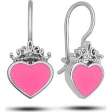 Pilelistore Gümüş Pembe Kalp Sallantılı Çocuk Küpe
