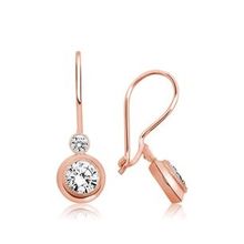 Pilelistore Gümüş Rose Sallantılı Tek Taş Küpe