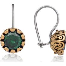 Pilelistore Gümüş Yeşil Yuvarlak Otantik Kadın Küpe