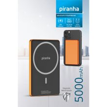 Piranha 9045-O MagSafe Powerbank 5000 mAh | 20W Hızlı Şarj 15W Kablosuz Şarj | Güçlü Manyetik | Metal Gövde