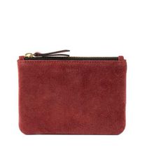 Pirci Süet Deri Mini Pouch Bordo Kadın Cüzdan