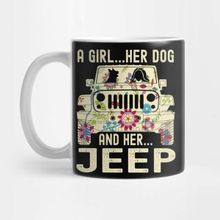 Pixxa A Girl Her Dog And Her Jeep Kupa Bardak
