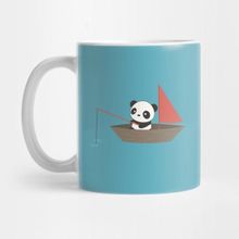 Pixxa Cute Panda Fishing In A Boat T-Shirt Kupa Bardak