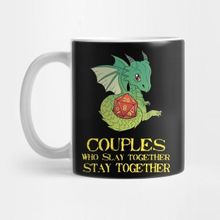 Pixxa Funny Couples Tabletop Gaming Graphic Dragons D20 Dice Tee Print Kupa Bardak