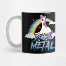 Pixxa Funny Death Metal Unicorn Cute Rock Music Band Kupa Bardak