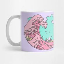 Pixxa Japanese Pastel Kawaii Anime Meme Surf Beach Wave Kupa Bardak