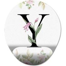 Pixxa Model 1 Oval Y Harfi - Çiçekli Harf Bilek Destekli Mouse Pad