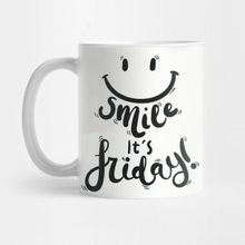 Pixxa Smile It's Friday! Black Text Design With Happy Smiley Face Kupa Bardak