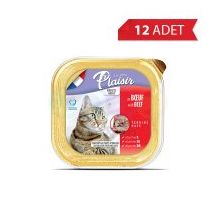 Plaisir 100 gr 12 Adet Ezme Biftekli Kısırlaştırılmış Kedi Konservesi