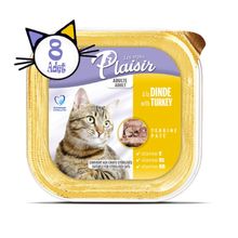 Plaisir Hindi Etli 8x100 gr Pate Yetişkin Yaş Kedi Maması