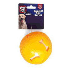 Playfull Işıklı Kemik Desenli Plastik Top 7.5 cm Köpek Oyuncağı