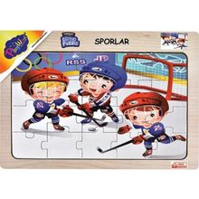 Playwood +3 Yaş Sporlar Buz Hokeyi Ahşap Eğitici Puzzle