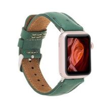 Plm DE6 Yeşil 42-44-45 mm Apple Watch Uyumlu Deri Kordon