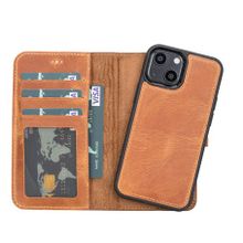 Plm G19 Taba Apple iPhone 13 Mini Uyumlu Deri Cüzdanlı Kılıf