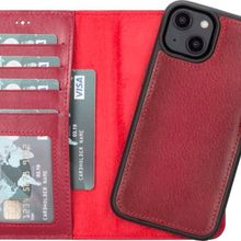 Plm MWWN V4EF Apple iPhone 14 Uyumlu Kırmızı Deri Cüzdanlı Kılıf