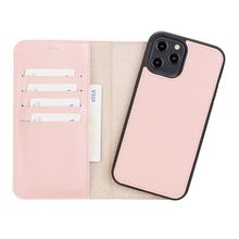 Plm NU2 Pembe Apple iPhone 12 Pro Max Uyumlu Deri Cüzdanlı Kılıf