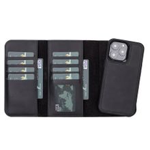 Plm Santa G1 Siyah Apple iPhone 13 Pro Uyumlu Deri Cüzdanlı Kılıf