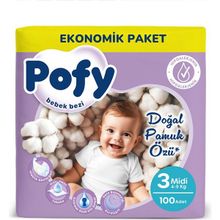 Pofy No:3 Midi 100 Adet Bebek Bezi
