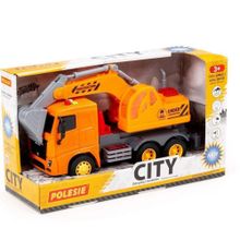 Polesie 96265 City-2 Surtmeli Ekskavator Işıklı ve Sesli Turuncu Kabin Kutuda Oyuncak