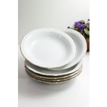 Porland Altın Yaldızlı Porselen 6'lı 19 cm Çukur Yemek Tabak